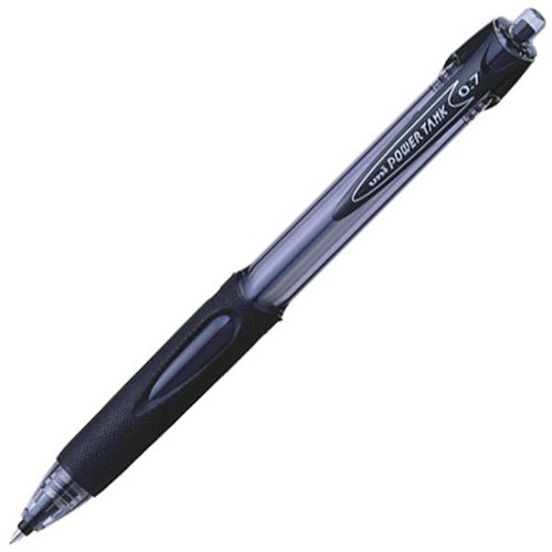 uni Power Tank Black Retractable Ballpoint Pen 0.7mm Fine Tip