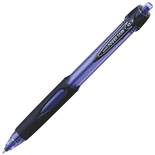 uni Power Tank Blue Retractable Ballpoint Pen 0.7mm Fine Tip