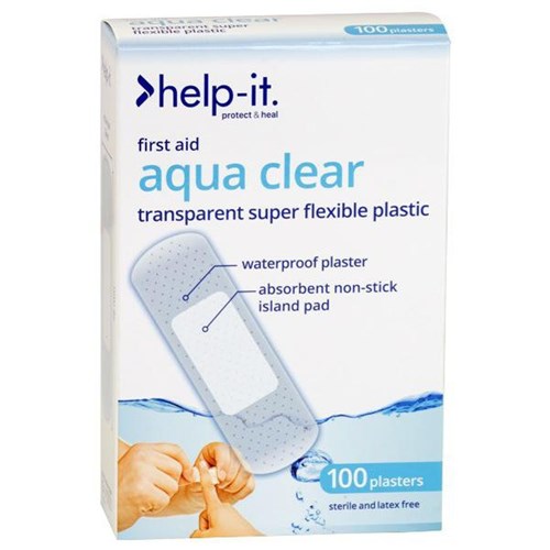 Help-It Plastic Plasters 76x25mm Clear, Pack of 100