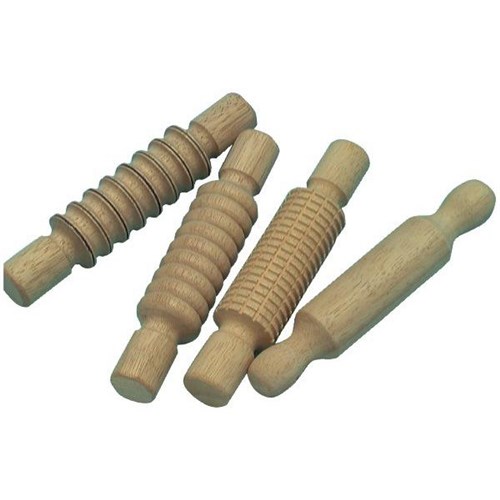 Wooden Rolling Pins Textured, Set of 4