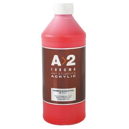 A2 Art Student Acrylic Paint 1L Cadmium Scarlett