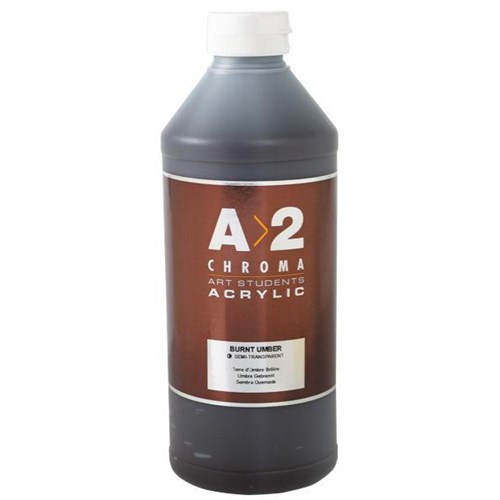 A2 Art Student Acrylic Paint 1L Burnt Umber