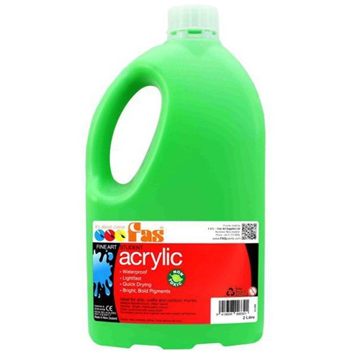 Fas Student Acrylic Paint 2L Fluoro Green