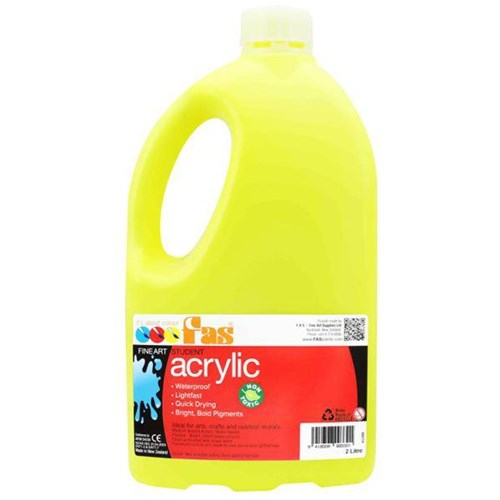 Fas Student Acrylic Paint 2L Fluoro Yellow