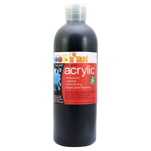 Fas Student Acrylic Paint 500ml Black