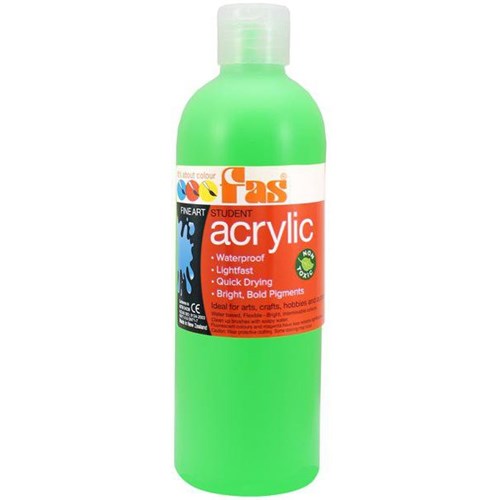 Fas Student Acrylic Paint 500ml Fluoro Green