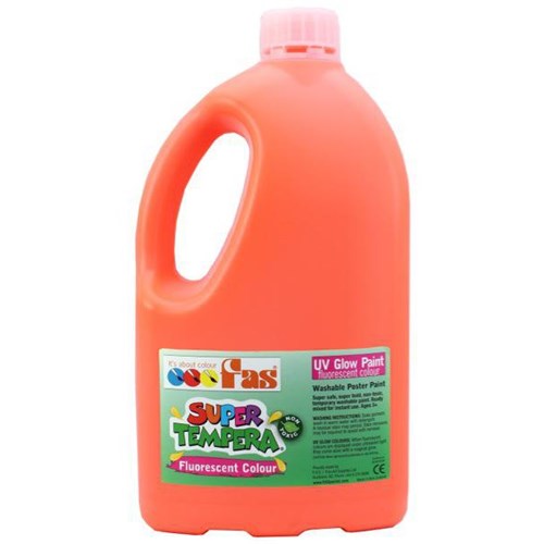 Fas Super Tempera Poster Paint 2L Fluoro Orange UV Glow