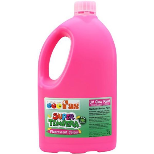 Fas Super Tempera Poster Paint 2L Fluoro Pink UV Glow