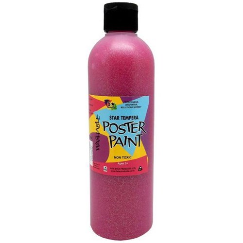 Five Star Tempera Poster Paint 500ml Glitter Fairy Pink