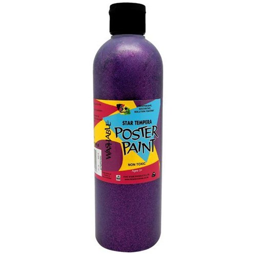 Five Star Tempera Poster Paint 500ml Glitter Purple