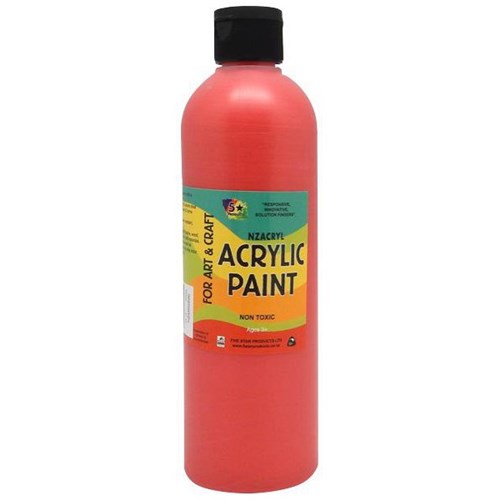 Five Star NZACRYL Acrylic Paint 500ml Metallic Red