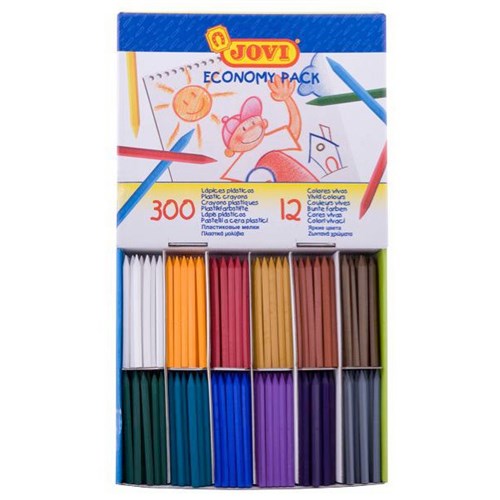 Jovi Plastic Crayons Classroom Pack B Assorted Colours, Box of 300