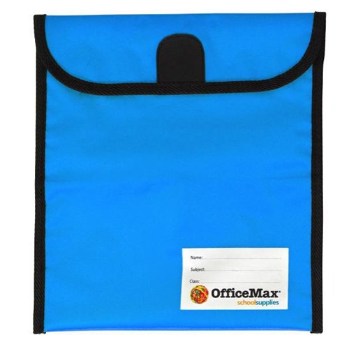 OfficeMax Homework Book Bag Large Hook & Loop Fastener Large 330x360mm Blue