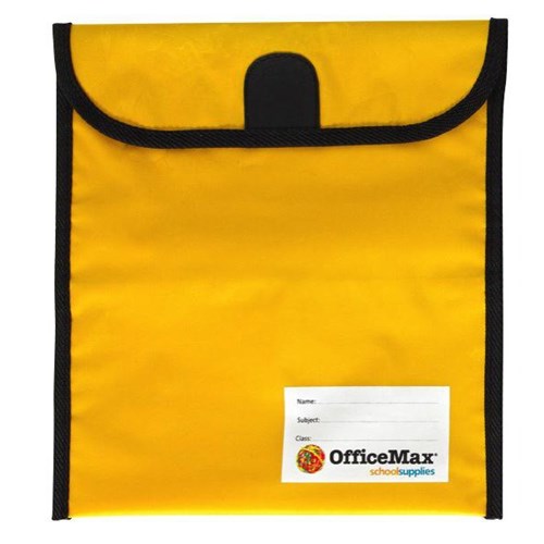 OfficeMax Homework Book Bag Large Hook & Loop Fastener Large 330x360mm Yellow