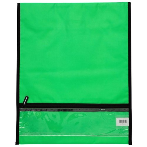 Warwick Homework Book Bag Large Hook & Loop Fastener Large 330x360mm Green