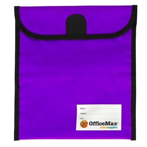 OfficeMax Homework Book Bag Large Hook & Loop Fastener Large 330x360mm Purple