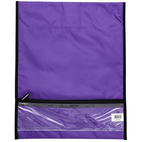 Warwick Homework Book Bag Large Hook & Loop Fastener Large 330x360mm Purple