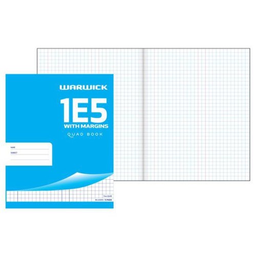 Warwick 1E5 Exercise Book 7mm Quad With Margins 36 Leaves