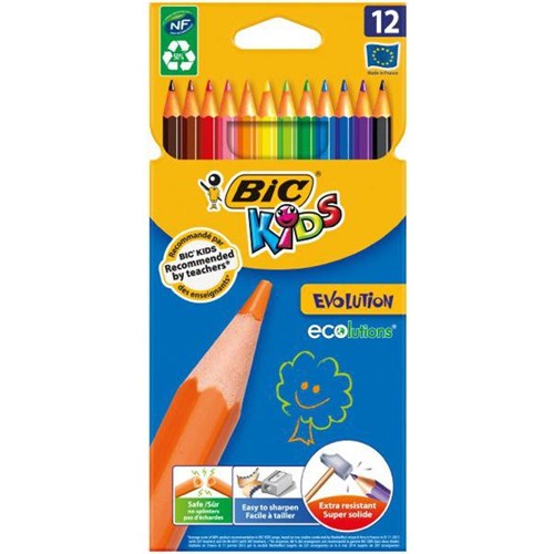 BIC Kids Evolution Colouring Pencils, Pack of 12