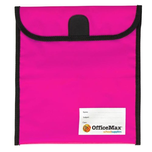 OfficeMax Homework Book Bag Large Hook & Loop Fastener Large 330x360mm Pink