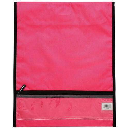 Warwick Homework Book Bag Large Hook & Loop Fastener Large 330x360mm Pink