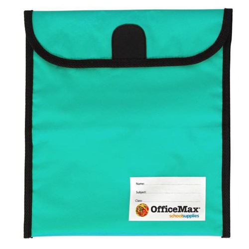 OfficeMax Homework Book Bag Large Hook & Loop Fastener Large 330x360mm Teal