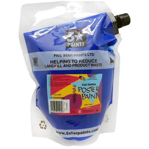 Five Star Tempera Poster Paint 1.5L Pouch Ultramarine