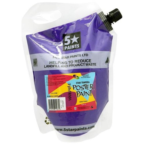 Five Star Tempera Poster Paint 1.5L Pouch Violet Purple