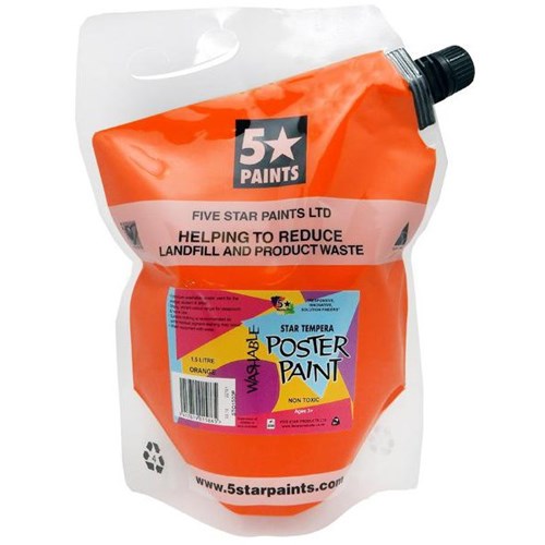 Five Star Tempera Poster Paint 1.5L Pouch Orange