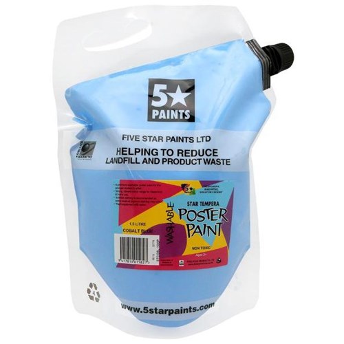 Five Star Tempera Poster Paint 1.5L Pouch Cobalt Blue