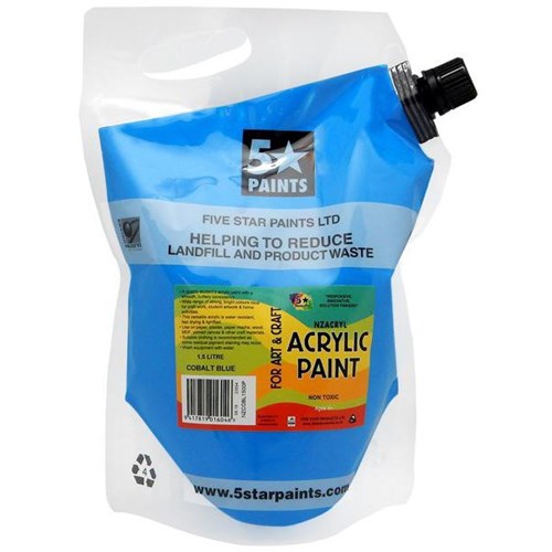 Five Star NZACRYL Acrylic Paint 1.5L Pouch Cobalt Blue