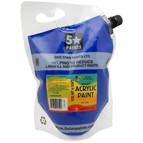 Five Star NZACRYL Acrylic Paint 1.5L Pouch Warm Blue