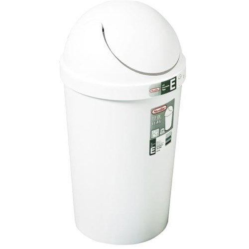 Plastic Rubbish Bin Round Wing Top 11L White