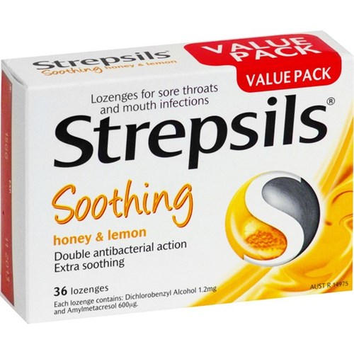 Strepsils Throat Lozenges Honey & Lemon, Pack of 36