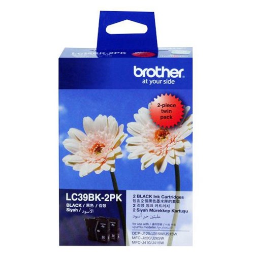 Brother LC39BK-2PK Black Ink Cartridges, Pack of 2