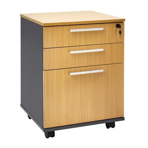 Emerge OM215 Mobile 3 Drawer Beech/Ironstone