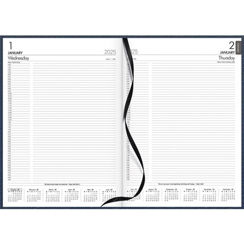 Collins A41 1/4 Hour Appointment Diary A4 1 Day Per Page 2025 Windsor Navy