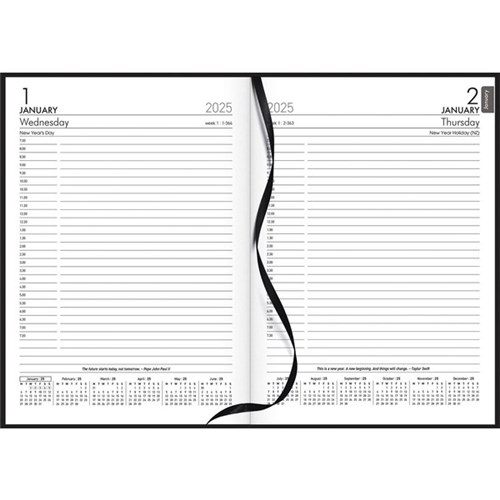 Collins A51 1/2 Hour Appointment Diary A5 1 Day Per Page 2025 Windsor Black