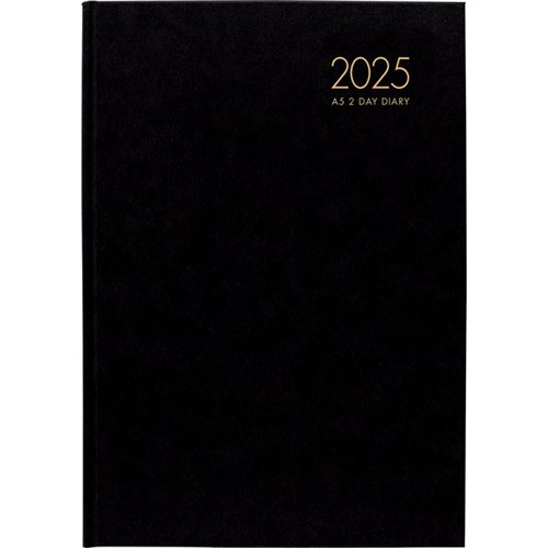 Collins A52 1 Hour Appointment Diary A5 2 Days Per Page 2025 Windsor Black