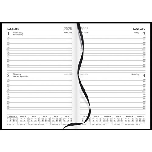 Collins A52 1 Hour Appointment Diary A5 2 Days Per Page 2025 Windsor Black