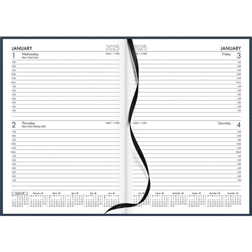 Collins A52 1 Hour Appointment Diary A5 2 Days Per Page 2025 Windsor Navy