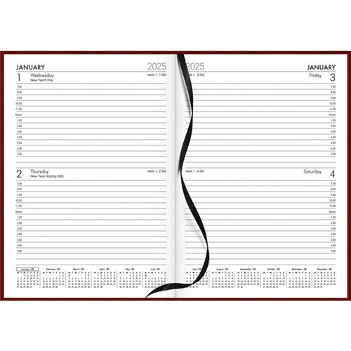 Collins A52 1 Hour Appointment Diary A5 2 Days Per Page 2025 Windsor Red