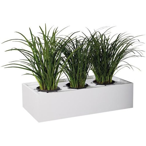 Strata 2 Planter Box 1200mm Satin White Plain