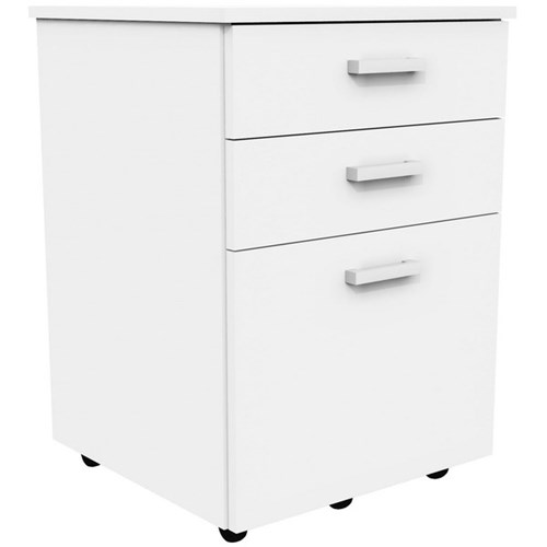 Slimline Mobile 3 Drawer Snowdrift White