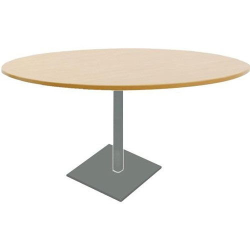 Meeting Table Round 1200mm Silver Square Base Tawa