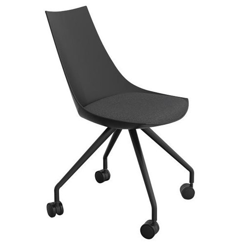 Luna Visitor Chair Black/Motion Felt Charcoal Fabric