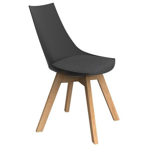 Luna Visitor Chair Black/Oak/Motion Felt Charcoal Fabric