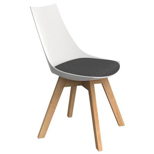 Luna Visitor Chair White/Oak/Motion Felt Charcoal Fabric