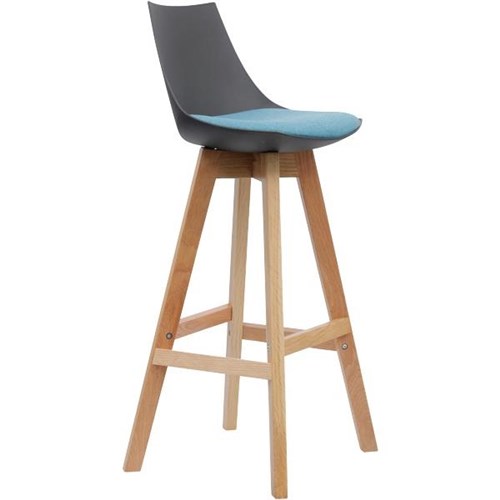 Luna Bar Stool Black/Ice Blue/Oak