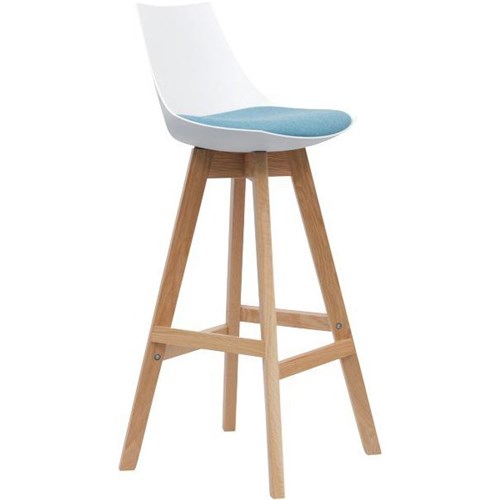 Luna Bar Stool White/Ice Blue/Oak